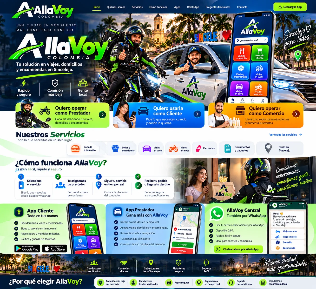 Conductores, domiciliarios y aplicación AllaVoy